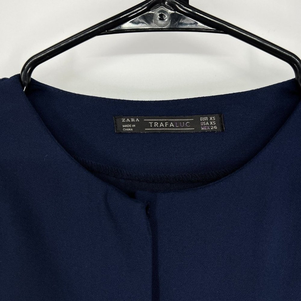 Zara Romper Blue Long Sleeve Button Down Front Pockets - Picture 3 of 12
